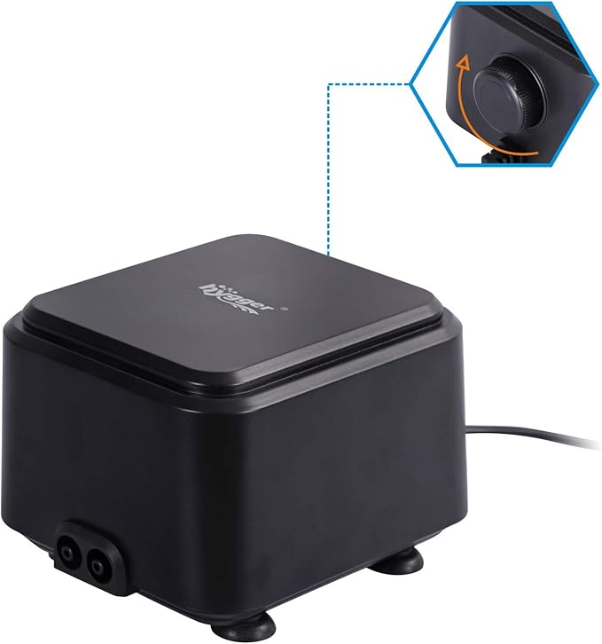 hygger Quiet <30dB Aquarium Air Pump, Adjustable Low Decibel Oxygen Fish Tank Pump 2 Air Outlets Ultra Silent Powerful Aerator Pump with Accessories Max 80GPH/160GPH/255GPH(3.5W,Up to 120Gallon)
