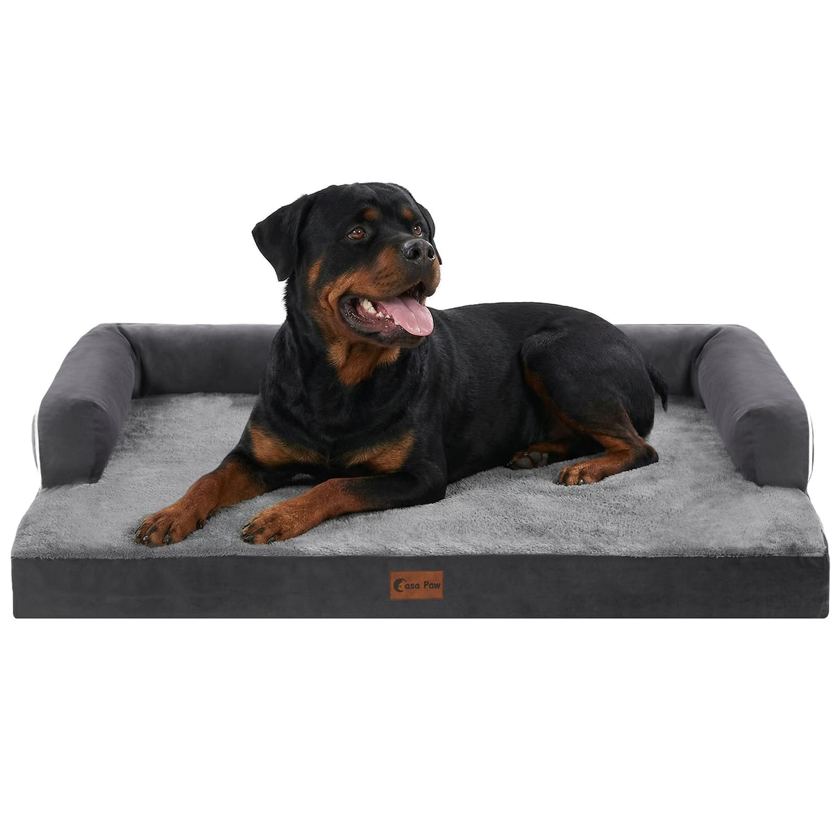 Casa Paw Orthopedic Washable Dog Bed for Extra Large Dogs, 45x35in, Grey