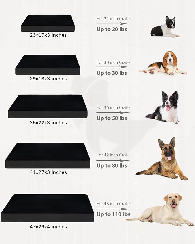 KSIIA Orthopedic Dog Bed for Small Dogs with Waterproof Lining, Black,23x17