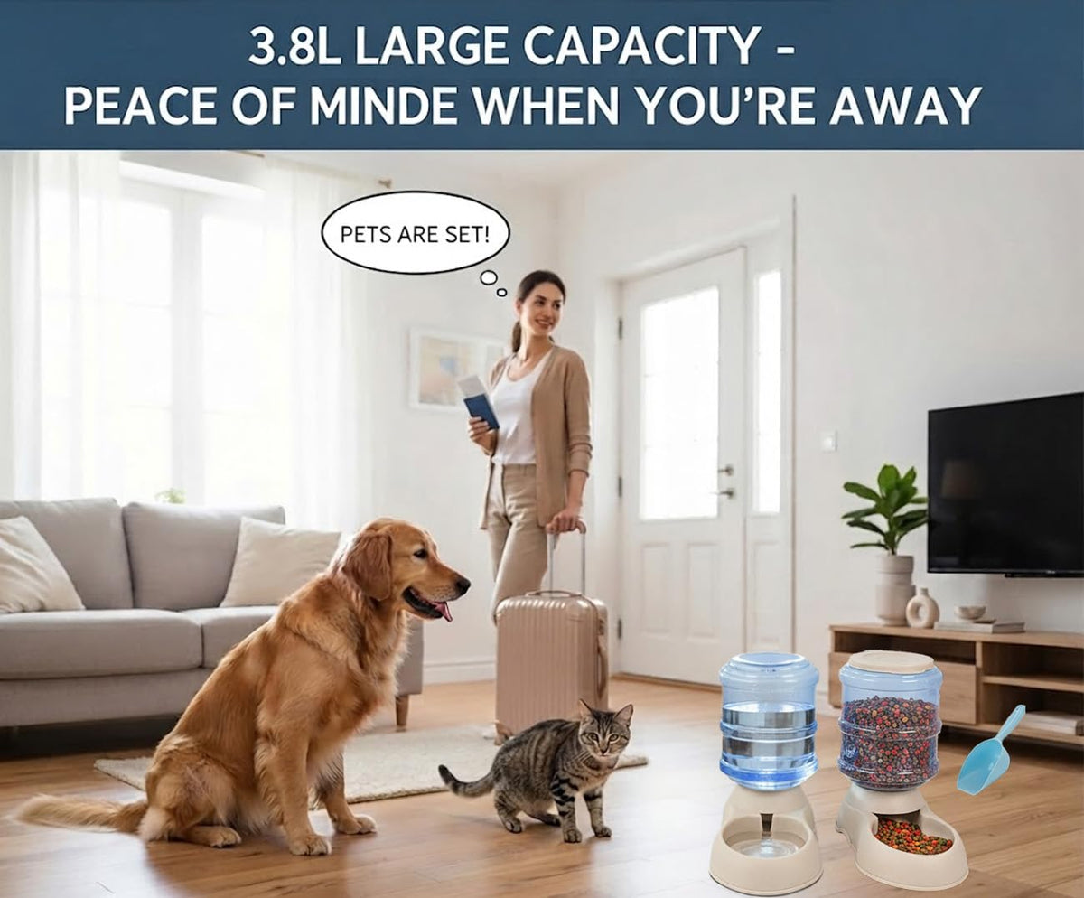 Ito Rocky Automatic Cat & Dog Feeder and Water Dispenser Set with Scoop