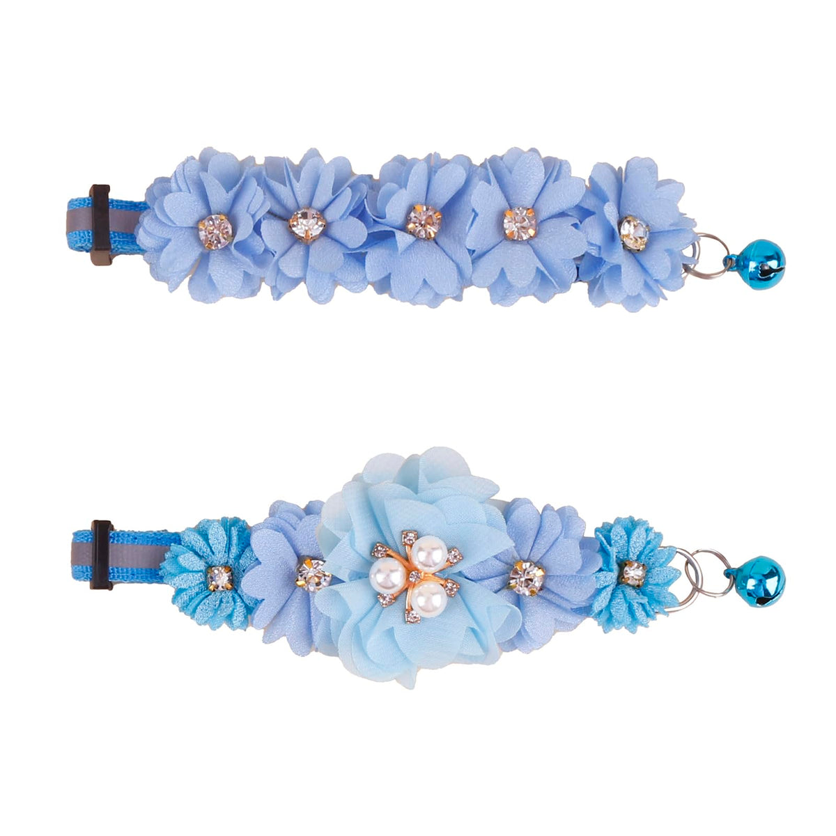 2 Pack Cat Collar Pink Floral with Bell and Removable Flower Bowtie Breakaway Adjustable Cat Collar for Girl Kitten Puppy Small Cats Dogs Daily Decoration (XQ102-3)