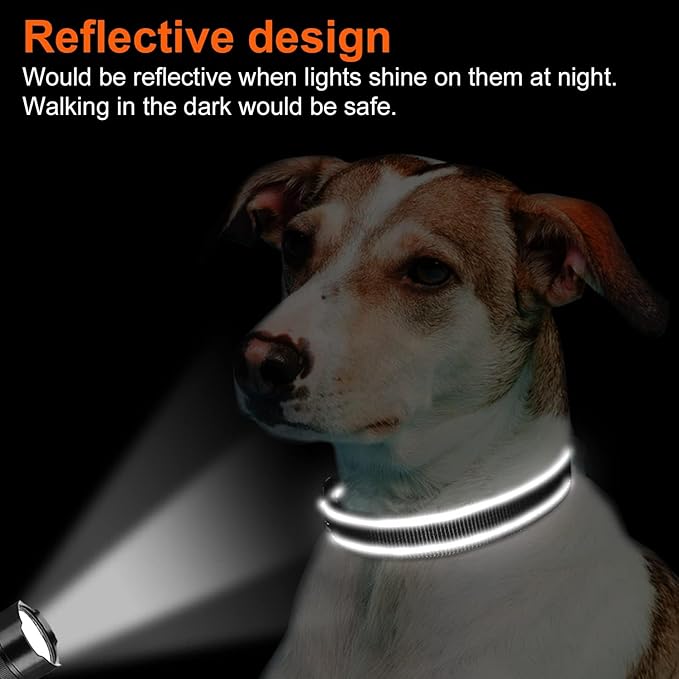 Joytale Reflective Dog Collar, Adjustable Neoprene Padded, Black L