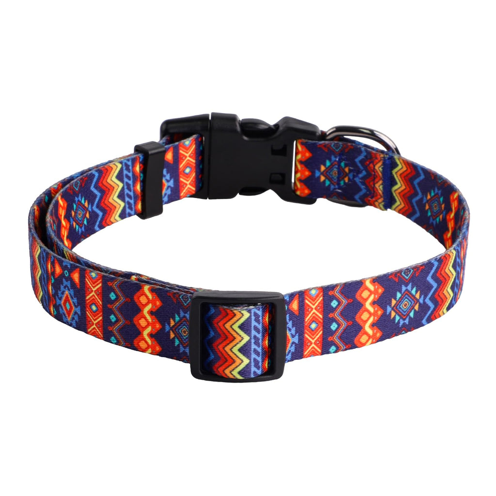 QQPETS Adjustable Soft Dog Collar: Print Flower Pink Multicolor Cute Patterns for XS Small Medium Large Pet Girl Boy Puppy Walking Running Training