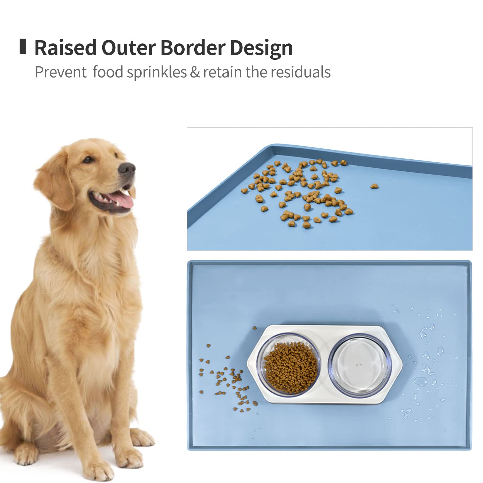 Silicone Dog Food Mat Waterproof Pet Feeding Tray for Small Medium Dogs