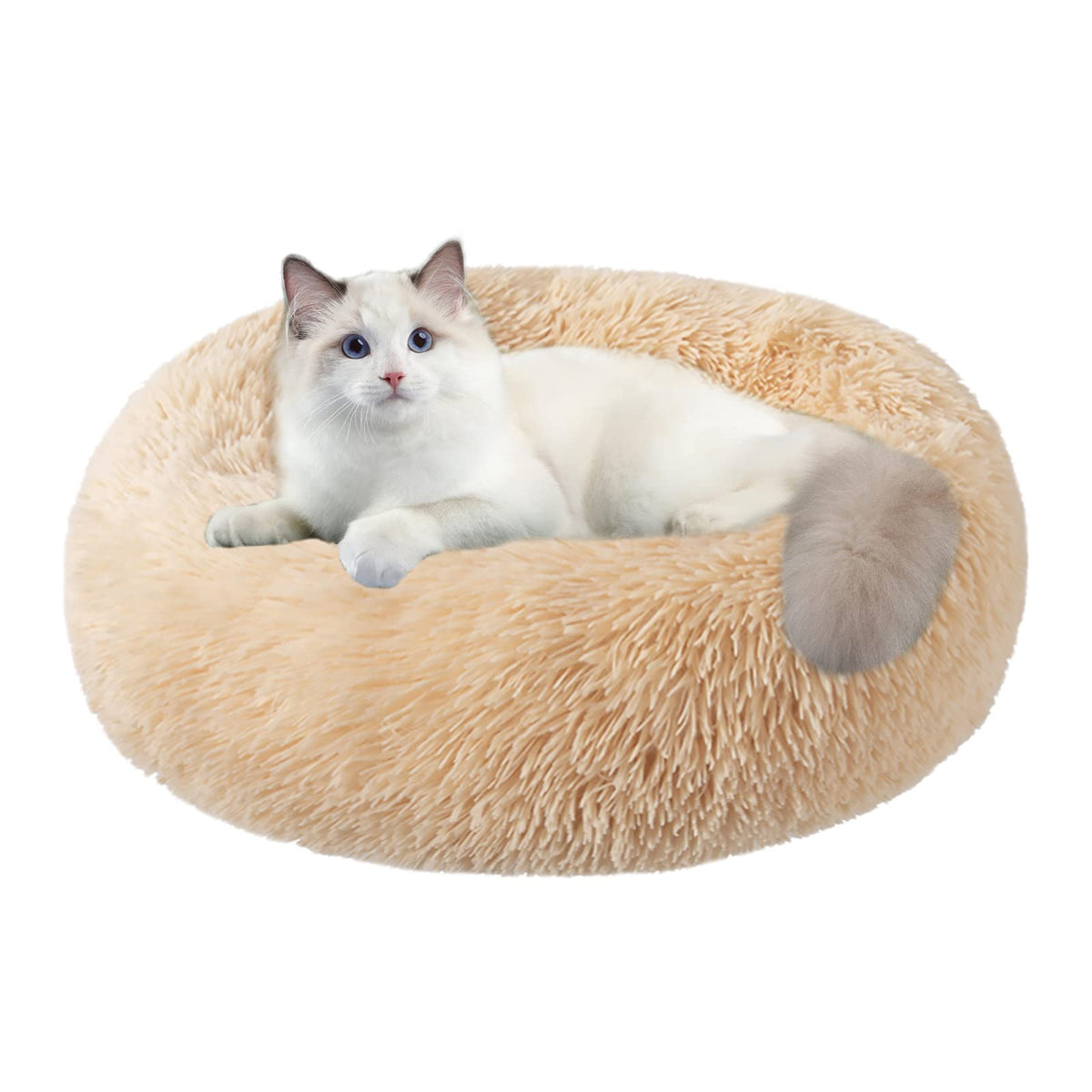 Dog Bed for Small Medium Large Dogs Cats, 20 inch Calming Washable-Round Cozy Soft Pet Bed for Puppy and Kitten with Slip-Resistant Bottom