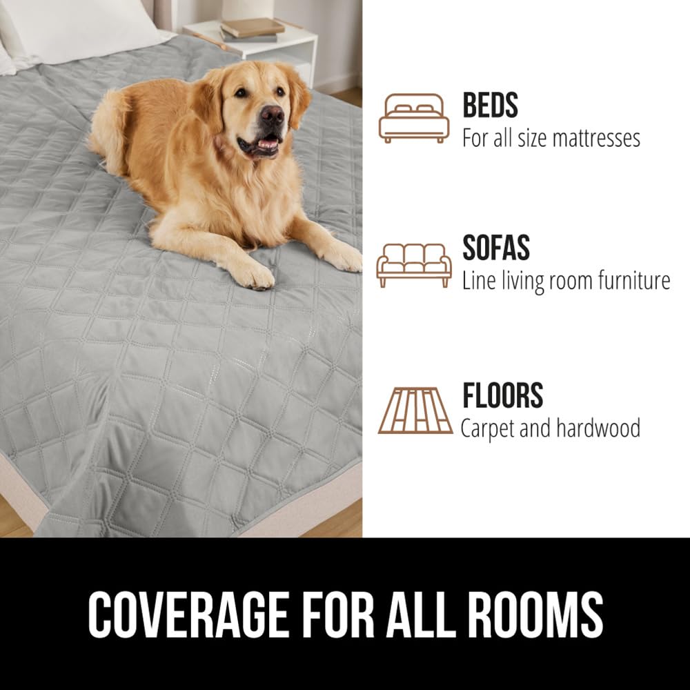 GORILLA GRIP® Waterproof Dog Blanket, 82x52, Leakproof Couch Cover for Dogs, Silicone Grip Backing, Protects Sofa, Sectional, Bed, Crate, Car & RV, Tear-Resistant Washable Pet Blanket Light Gray