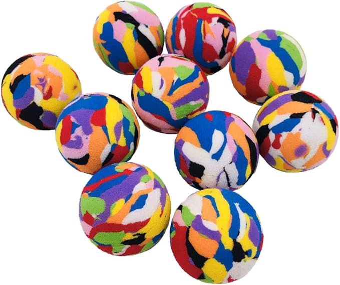 PET SHOW 50pcs 1.4" Interactive Cat Toy Balls for Indoor Cats Colorful Rainbow Soft Foam Kitten Toys Ball for Small Dogs Puppies Quiet Playing Stuff 5 Colors