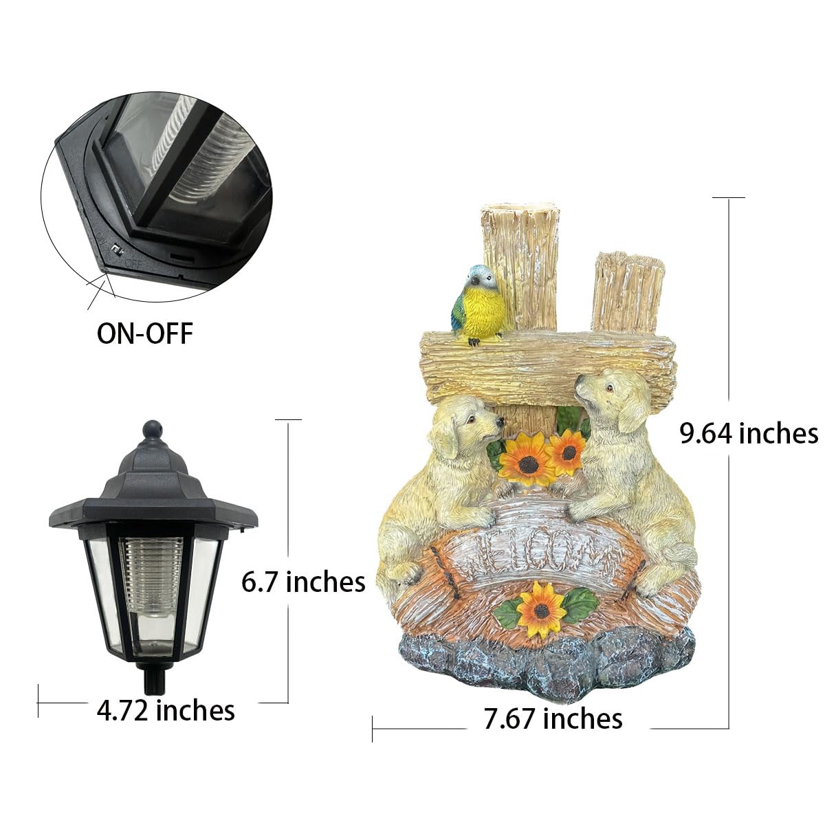 ZYLiWoo Outside Dog Statue with Solar Lantern, Garden Welcome Sign Dog Solar Figurines Light, Patio Outdoor Decoration, Balcony Lawn Decor, Unique Birthday House Warming Gift for Women, Mom, Grandma