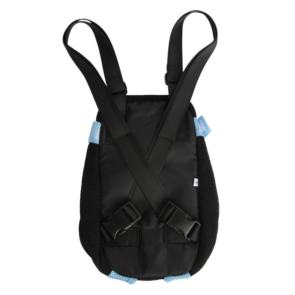 Pet Dog Puppy Cat Carrier Five Holes Backpack Double Shoulder Straps Mesh Front Chest Backpack Bag, M, Blue