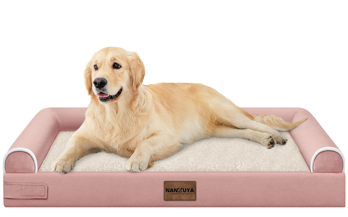 NANUYA Orthopedic Dog Bed for Jumbo Dogs, 48 x 33 Inch, Light Grey