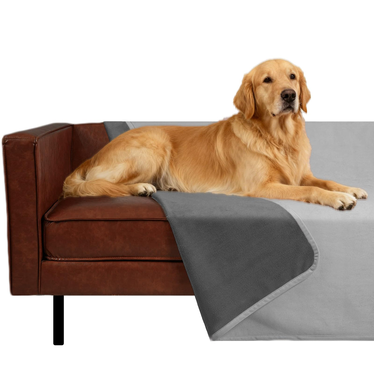 Ameritex Pet Bed Blanket Reversible 100% Waterproof Velvet Super Soft for Sofa and Bed (82x102 Inches, Light Grey+Beige)