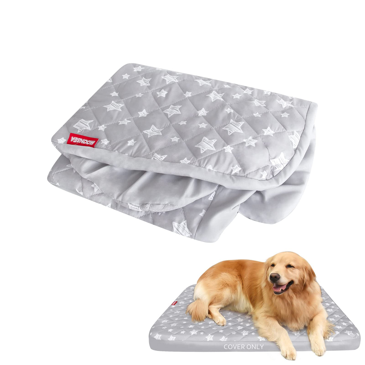 Waterproof Dog Bed Covers Replacement Lovely Grey Star Print, 35x44 Inches