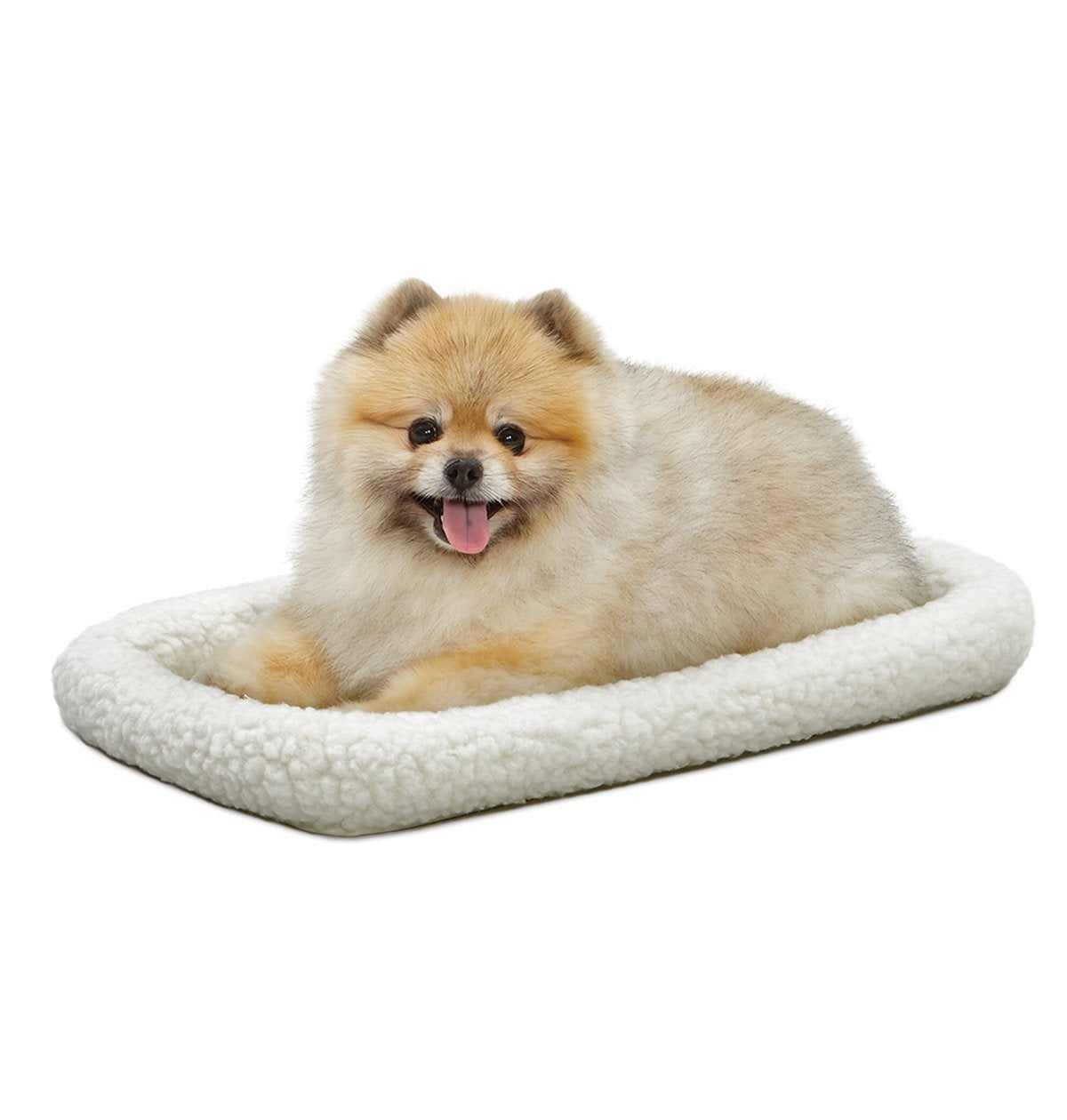 MidWest Homes for Pets QuietTime XXS Dog Bed - White Fleece Bolster, Ultra-Soft and Machine Washable, Fits 18-Inch Crates and Carriers, for Small Dogs and Cats