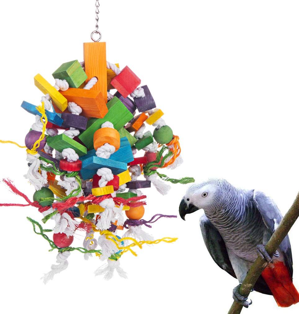 KINTOR Bird Chewing Toy Large Medium Parrot Cage Bite Toys African Grey Macaws Cockatoos Eclectus (Banana-22inch)