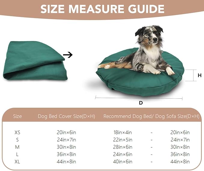 Dog Bed Cover Waterproof Replacement Machine Washable Covers for Dog Bed Heavy Duty Scratch Resistant Mattress Protector Pet Bed Round 30x30 Inch Cover Only Dark Green