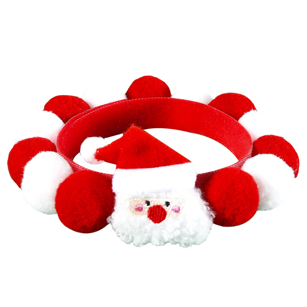 Lionheart glory Christmas Collar Pom-Pom Plush Ball Collar for Large Dogs Pet Christmas Costume Soft Funny Dog Collar Xmas Party Accessories Headgear