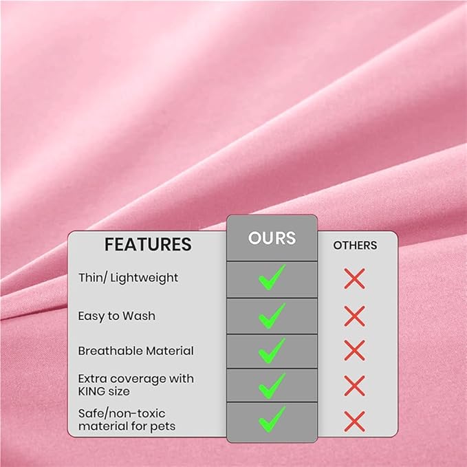 DUJUIKE Waterproof Bed Cover for Dog and Cats,Pet Hair Resistant Bed Sheet Cover, Protective Bed Liner Cover with 100% Waterproof Breathable Thin Fabric (Pink, Queen 78 * 90 inch)