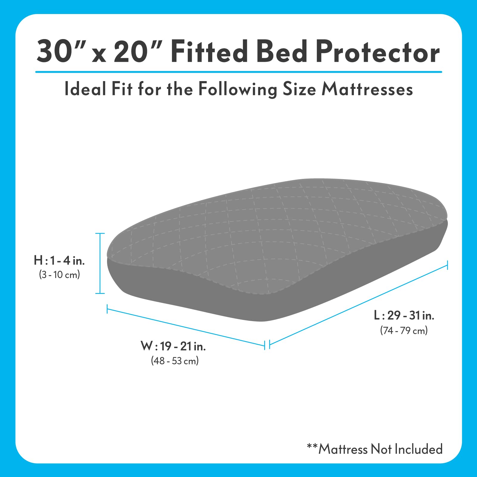Paw Inspired Washable, Waterproof Fitted Dog Bed Cover, Gray, 30x20x5 Inch