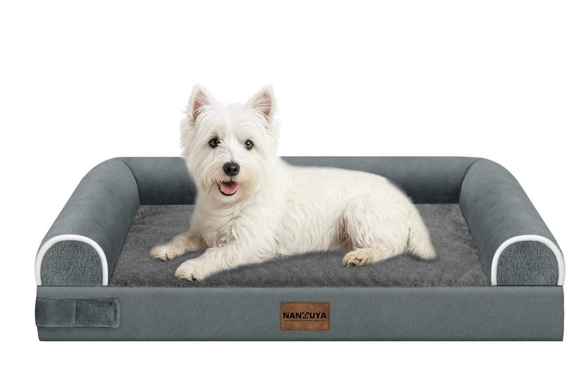 NANUYA Orthopedic Dog Bed for Jumbo Dogs, 48 x 33 Inch, Light Grey