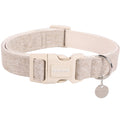 DOGWONG Cotton Hemp Khaki Dog Collar for Small Medium Large Dogs L