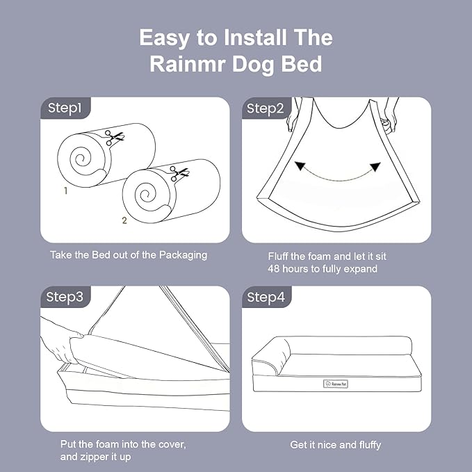 Orthopedic Dog Bed Medium Size Dog, Memory Foam Dogs Bed for Medium Dogs, Washable Removable Cover, Nonskid Bottom, Waterproof, for Indoor, Outdoor, Crate ＆ Car Use, 35x23x6 Inches, Light Grey