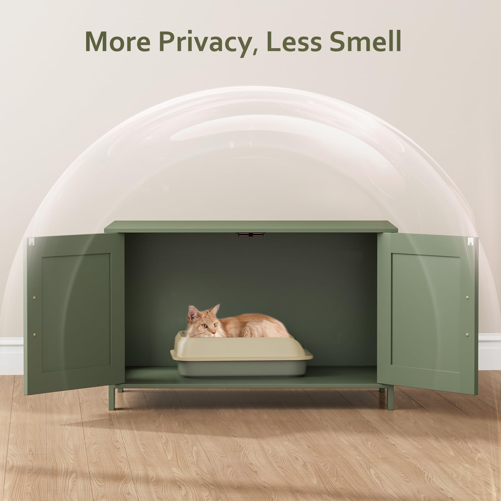 Homhedy 31.5" L Cat Litter Box Enclosure with Barn Door, Green