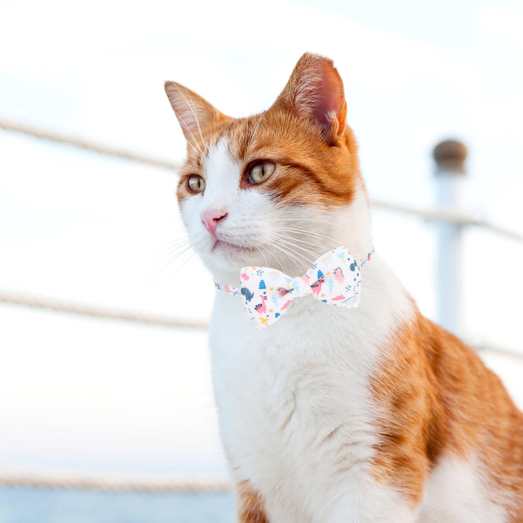 VKPETFR Breakaway Cat Collar with Removable Bow Tie and Bell, Cute Multi-Style Patterns, 3 Pack Safety Buckle Kitten Collars, Adjustable Pet Collar for Boy Cats Puppy (Gray)