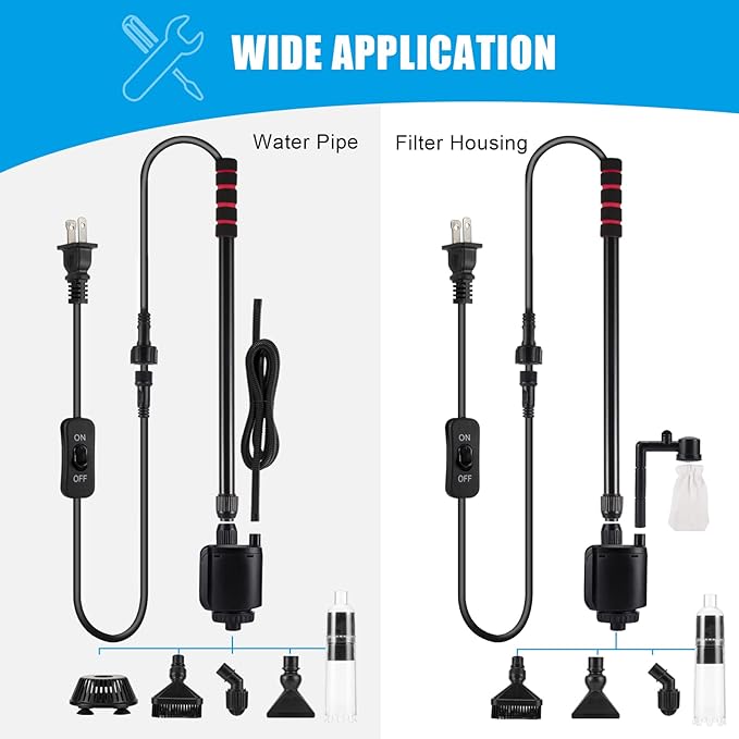 AQQA Aquarium Gravel Cleaner, 6-in-1 Fish Tanks Gravel Vacuum Cleaner Set