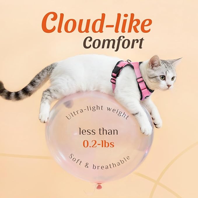 Dooradar Cat Harness and Leash Set, Adjustable and Escape Proof, Xs