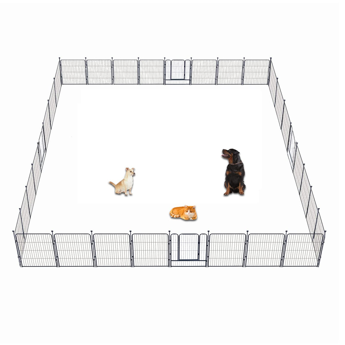 Dog Playpen,32/40/45 Inch Height in Heavy Duty, Folding Indoor Outdoor Anti-Rust Dog Exercise Fence, Portable Pet Playpen with Door for Large Medium Small Dogs and Pet (32 Panels, 45 Inch) Silver