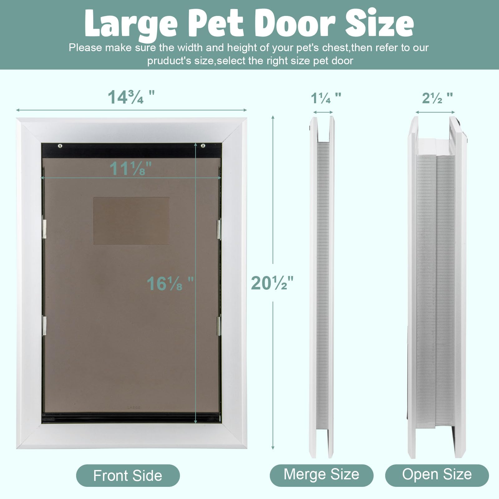 Dog Door Aluminum Pet Door with Large Flap 11" x 16", Doggie Door Designed with Automatic Closing Magnetic Flap, Telescoping Tunnel & Lockable Sliding Panel for Extreme Weather, Large
