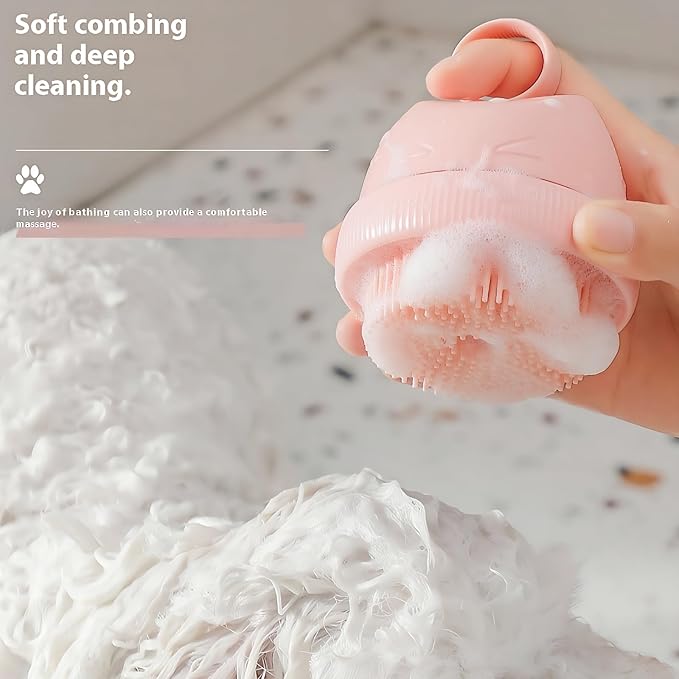 Silicone Cat Bath Brush, Pink