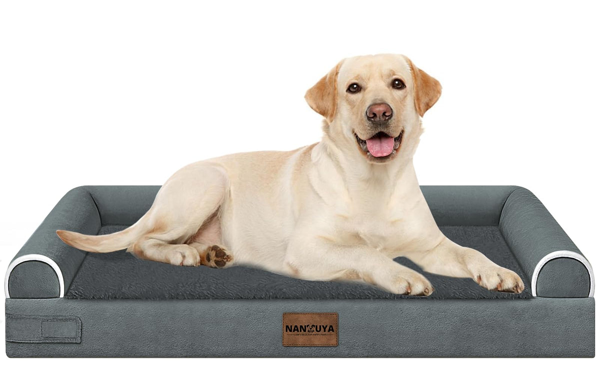 NANUYA Orthopedic Dog Bed for Jumbo Dogs, 48 x 33 Inch, Light Grey
