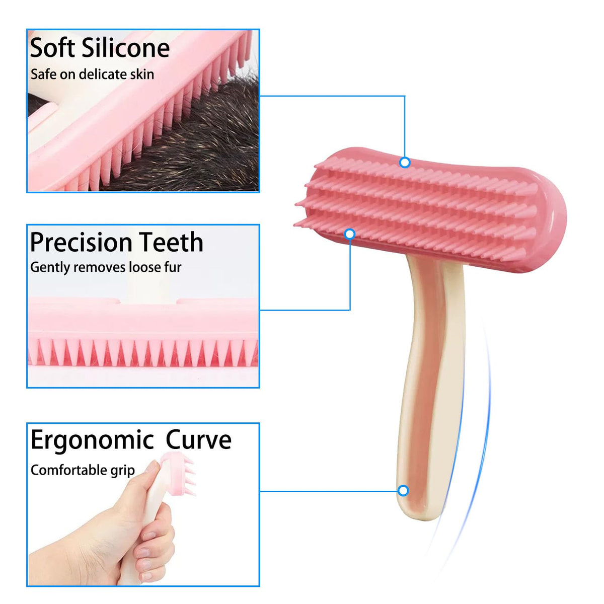 Oxiros 2 Pack Bunny and Chinchilla Grooming Brush – Soft Silicone De-Shedding Bath & Massage Comb for Rabbits, Guinea Pigs, Small Pets, Cats, Dogs, Kittens & Puppies