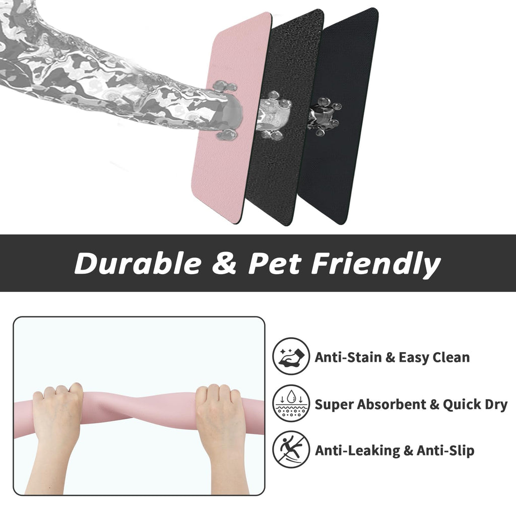 HotLive Dog Food Mat - Absorbent Cat Mat for Food and Water, No Stains Pet Feeding Bowl Mat, Easy to Clean Pet Placemats, Quick Dry Dog Water Dispenser Mat for Messy Drinkers | Pink 16"x 24"