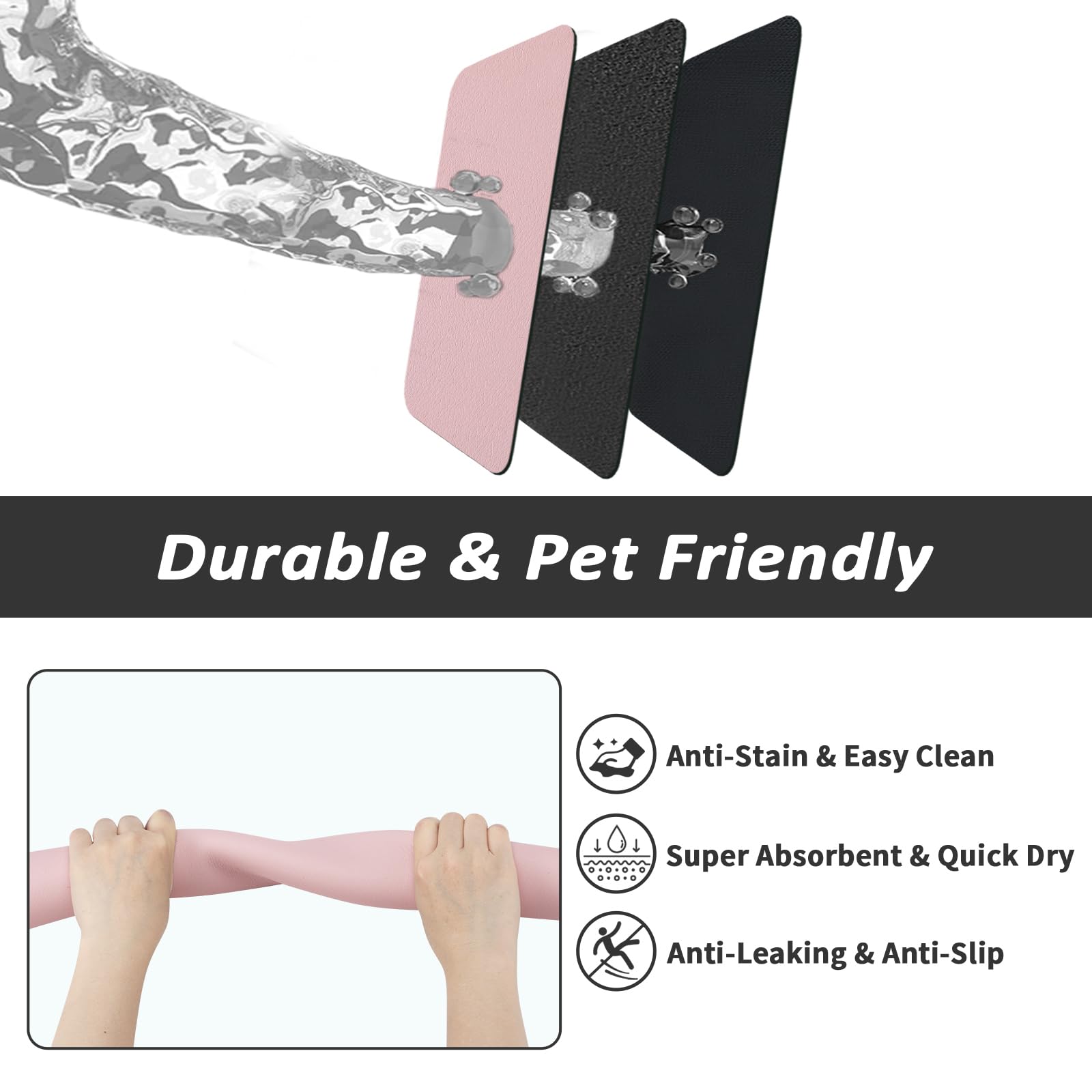 HotLive Dog Food Mat - Absorbent Cat Mat for Food and Water, No Stains Pet Feeding Bowl Mat, Easy to Clean Pet Placemats, Quick Dry Dog Water Dispenser Mat for Messy Drinkers | Pink 16"x 24"