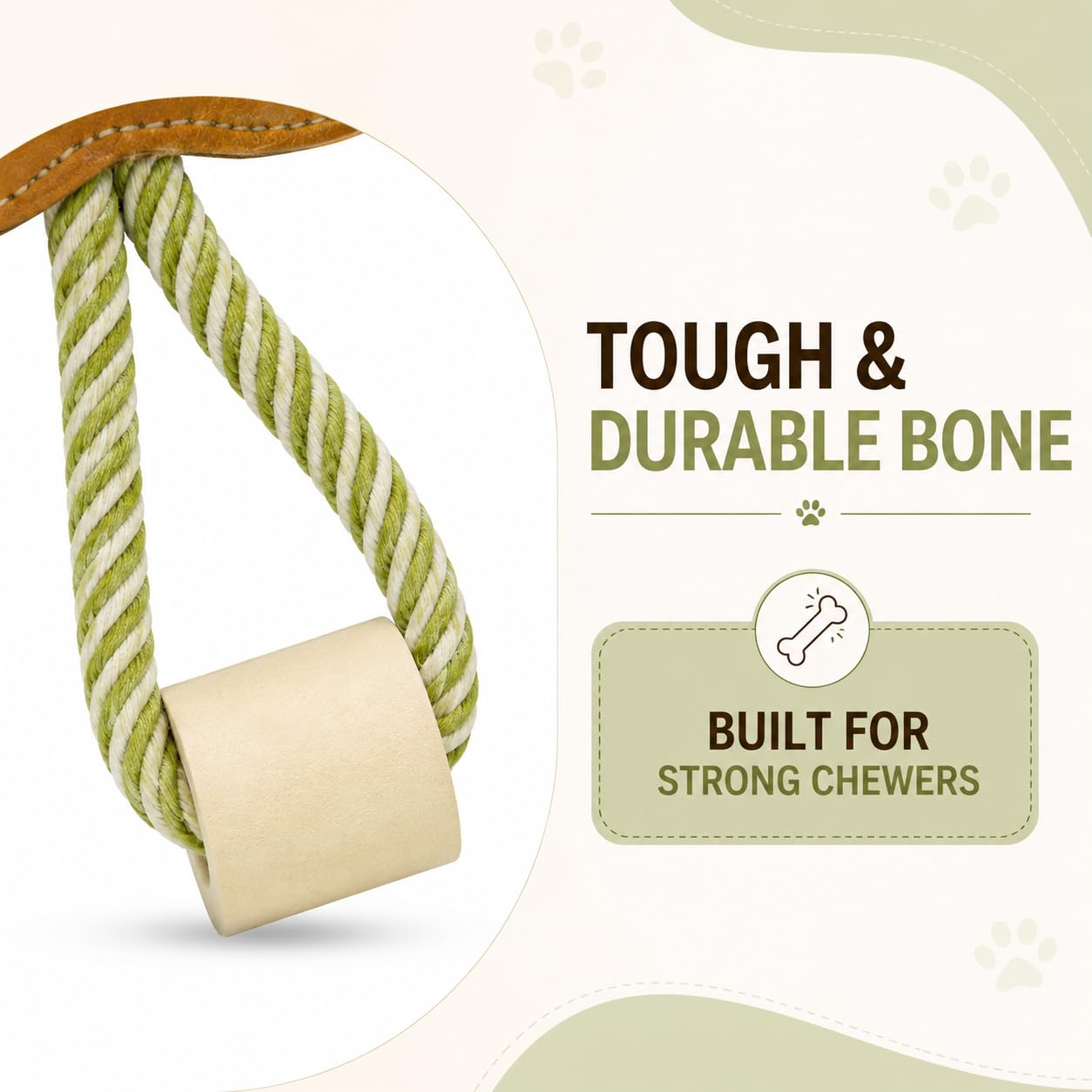 PAWPOURRI Natural Suede Leather and Rope Chew Toy with Bone Design for Medium and Large Dogs | Durable Interactive Play Toy | Great for Fetch, Tug and Daily Chewing Fun
