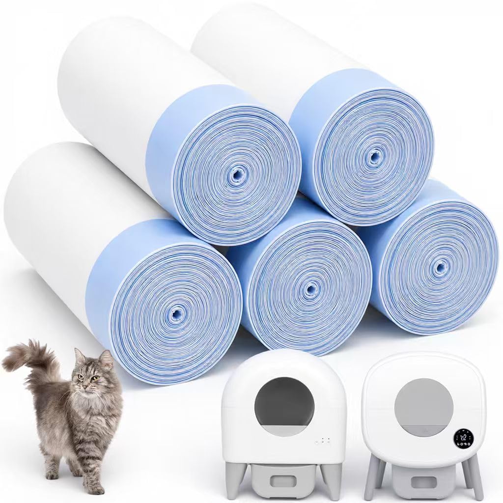 120 Count 26" x 11.8" Automatic Cat Litter Box Bags Compatible with Cmg Fmo Fstg Robot Litter box, Thick Self-Cleaning Cat Litter Box Replacement Liners with Drawstring Heavy Duty