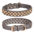 haoyueer Spiked Dog Collar Soft Pu Leather Mushrooms Rivet Spike Studded Puppy Adjustable Pet Collars for Small Breeds (S, Grey3)