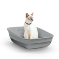 Litter Genie Platinum Stainless Steel Litter Box | Durable, Modern Design, 360° Visibility, Anti-Slip Pads