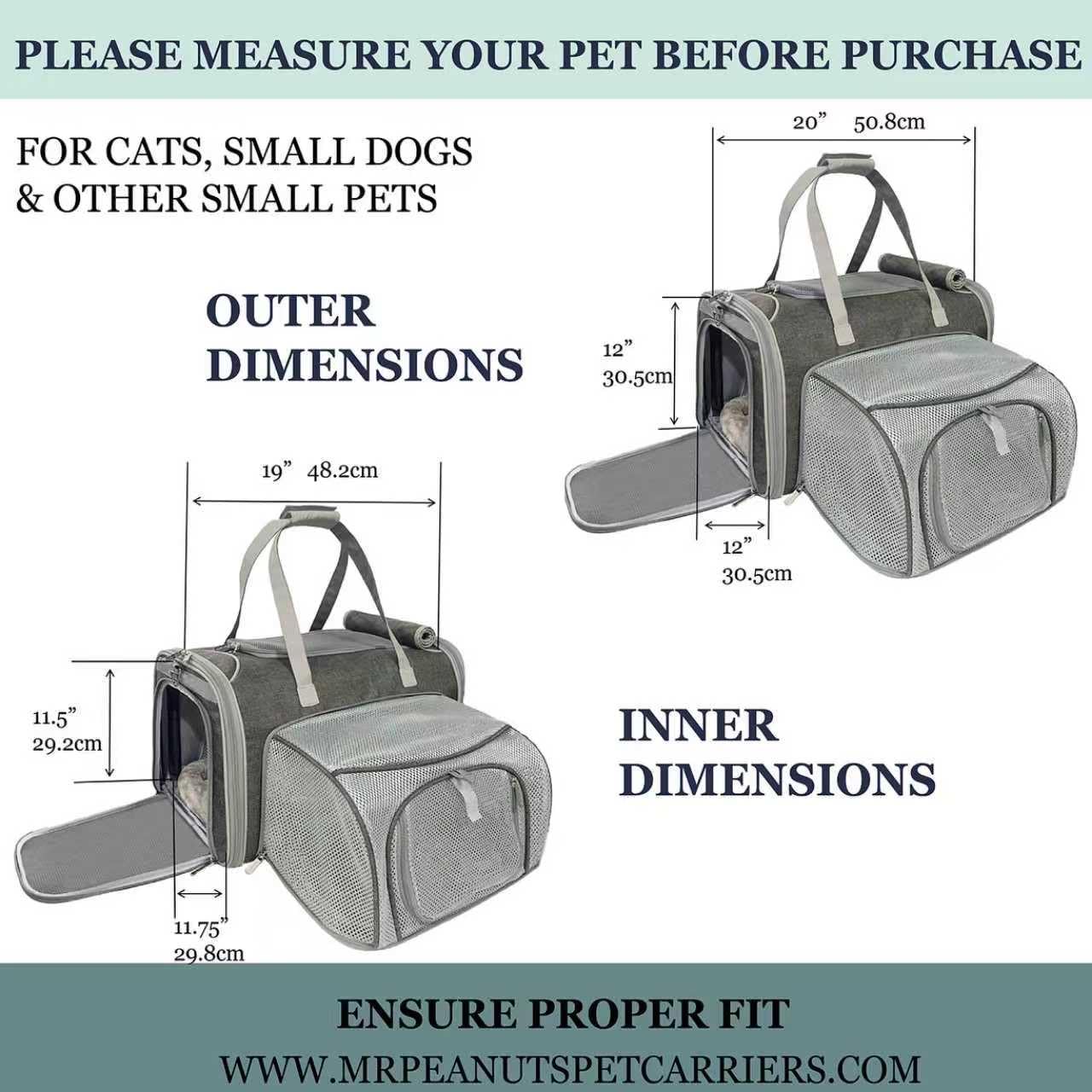 Mr. Peanut's Gold Series Big Apple XL Expandable Pet Carrier V3.0 (Deja Blue)