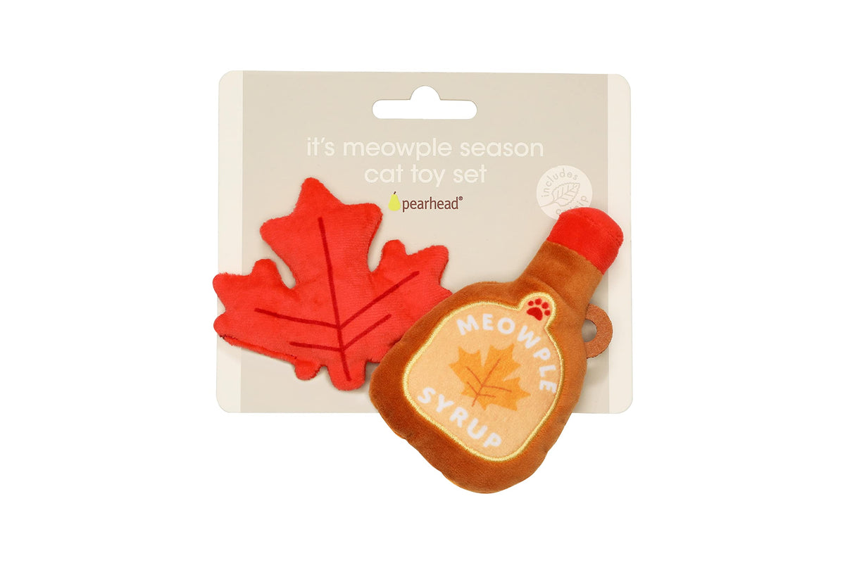 Pearhead Fall Maple Leaf and Syrup Cat Toys, Set of 2