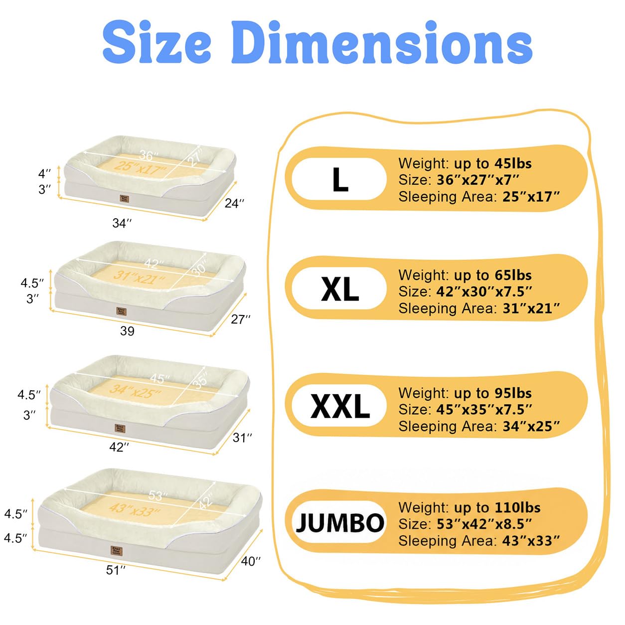 Chez Paw Orthopedic Waterproof Dog Bed for Medium and Large Dogs