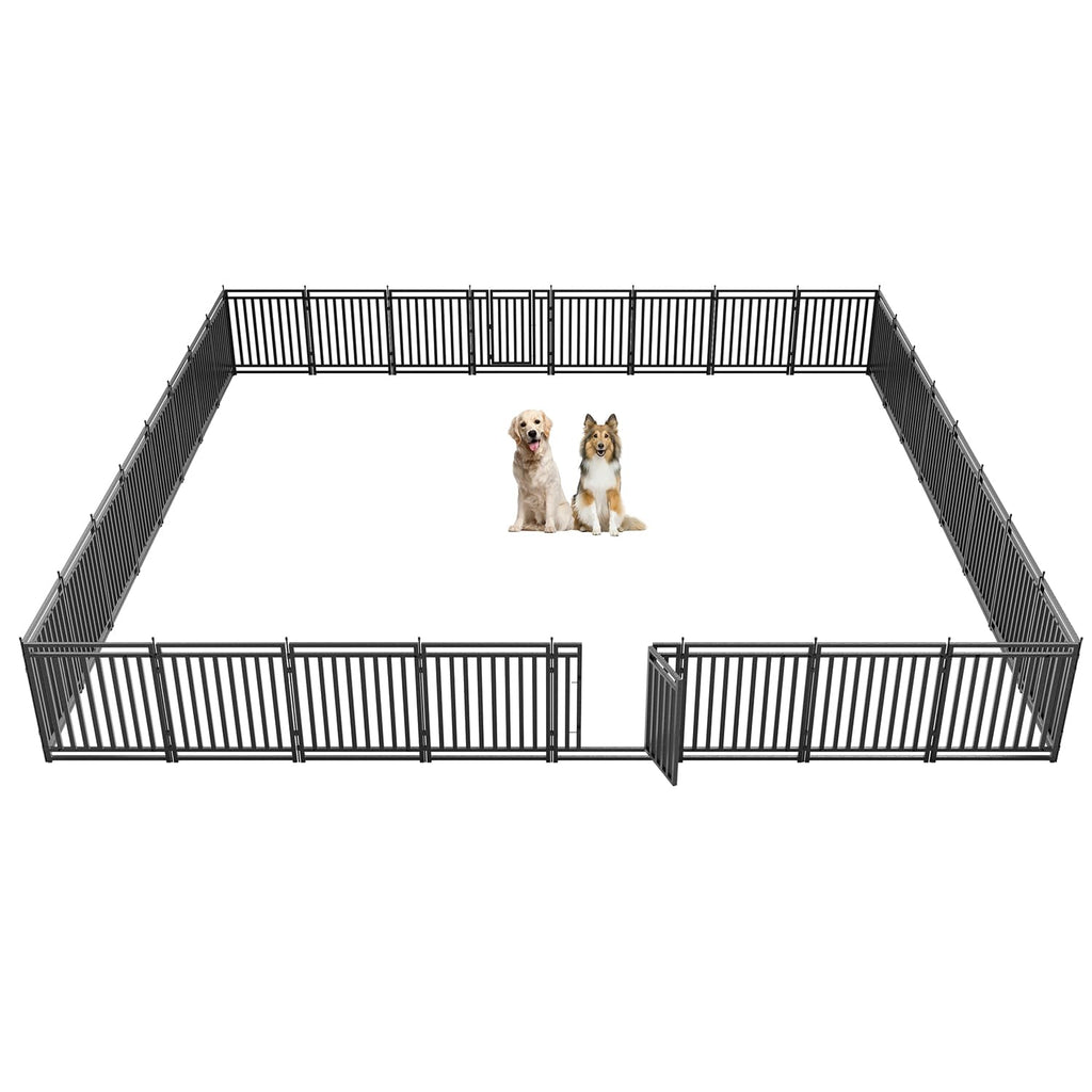 Petorldog Dog Playpen Metal Dog Fence Outdoor for Yard 32" Height 32 Panels Portable Dog Pen Pet Kennel for RV Camping(Black-Silver)