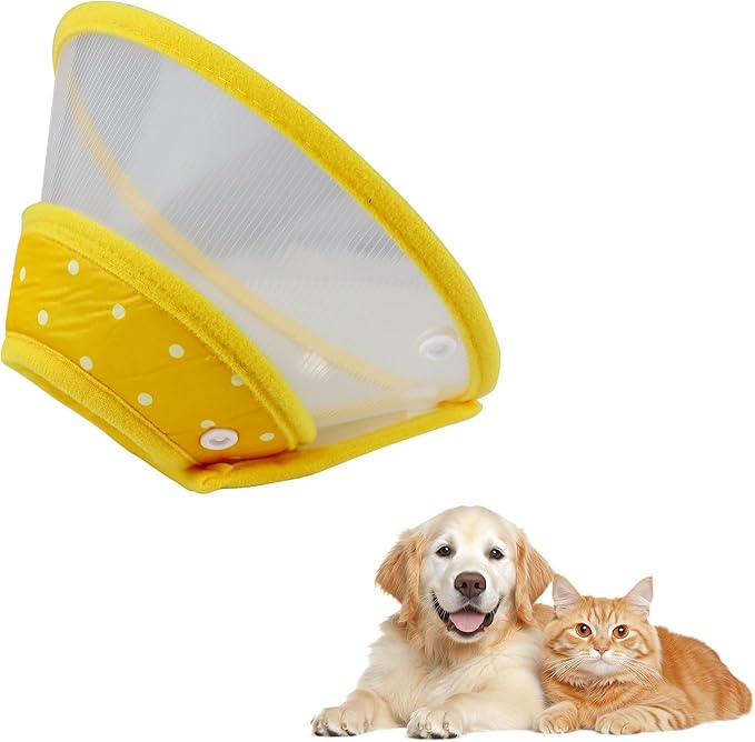 Pet Cone Recovery Dog Cone Adjustable Dog Collar Clear Padded Collar with Breathable Soft Edge, Plastic Puppy Cone Protect The Neck Surgery Recovery, Designed for Cats and Puppies (Large