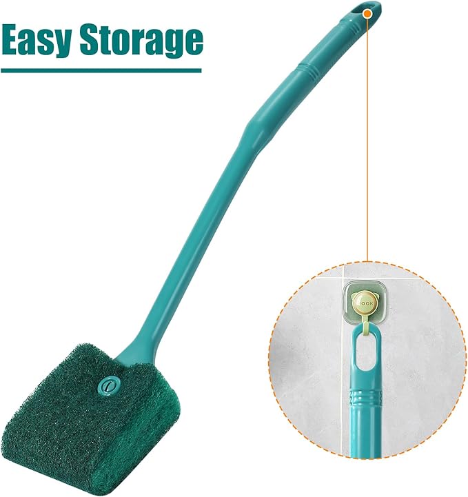AQUANEAT 3pcs Fish Tank Cleaning Tools, Aquarium Double Sided Sponge Brush, Algae Scraper Cleaner with Long Handle