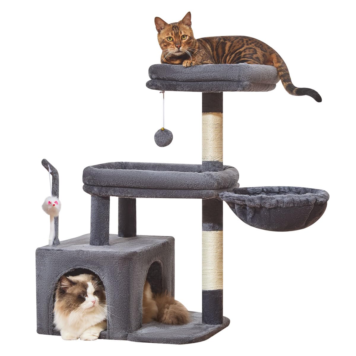 Taoqimiao 32.2in Cat Tree with Toy, Small Cat Tower for Indoor Cats, MS043G