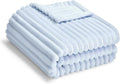 Eonkasp Soft Fleece Baby Blanket Ultra Cozy Blue Baby Blankets for Boys Warm and Lightweight Infant Toddler Newborn Receiving Gift with Reversible Stripes for Crib Stroller, 30x40 Inch, Light Blue