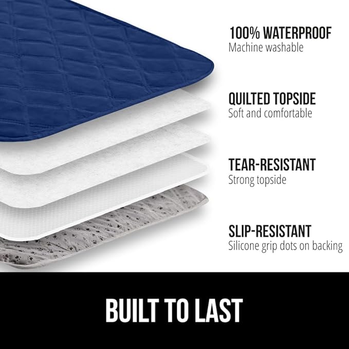 GORILLA GRIP Waterproof Couch Cover for Dogs, Gripped Slip Resistant Backing, Leak Proof Washable Dog Blanket Covers Sofa, Bed, Sectional, Crate, Car, RV Seats, Pet Puppy Essentials, 50x40 Navy Blue