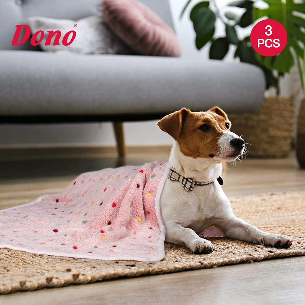Dono 1 Pack 3 Dog Blankets, Soft Fluffy Fleece Pet Blanket Warm Sleep Mat Paw Print Design Puppy Kitten Throw Blanket Doggy Mat, Blanket for Dogs